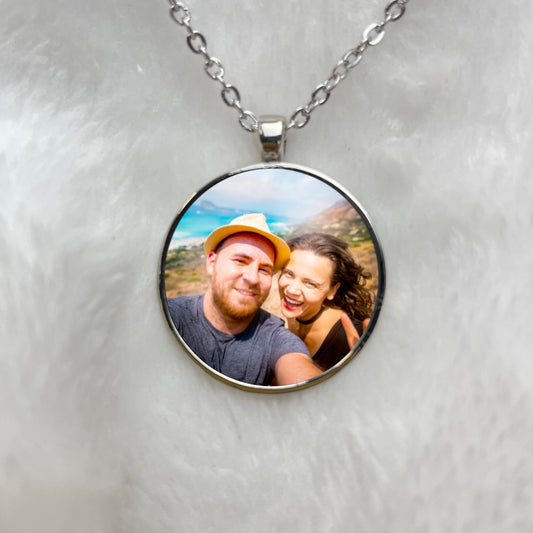 Personalized custom made photo heart necklace with a photo of your choice